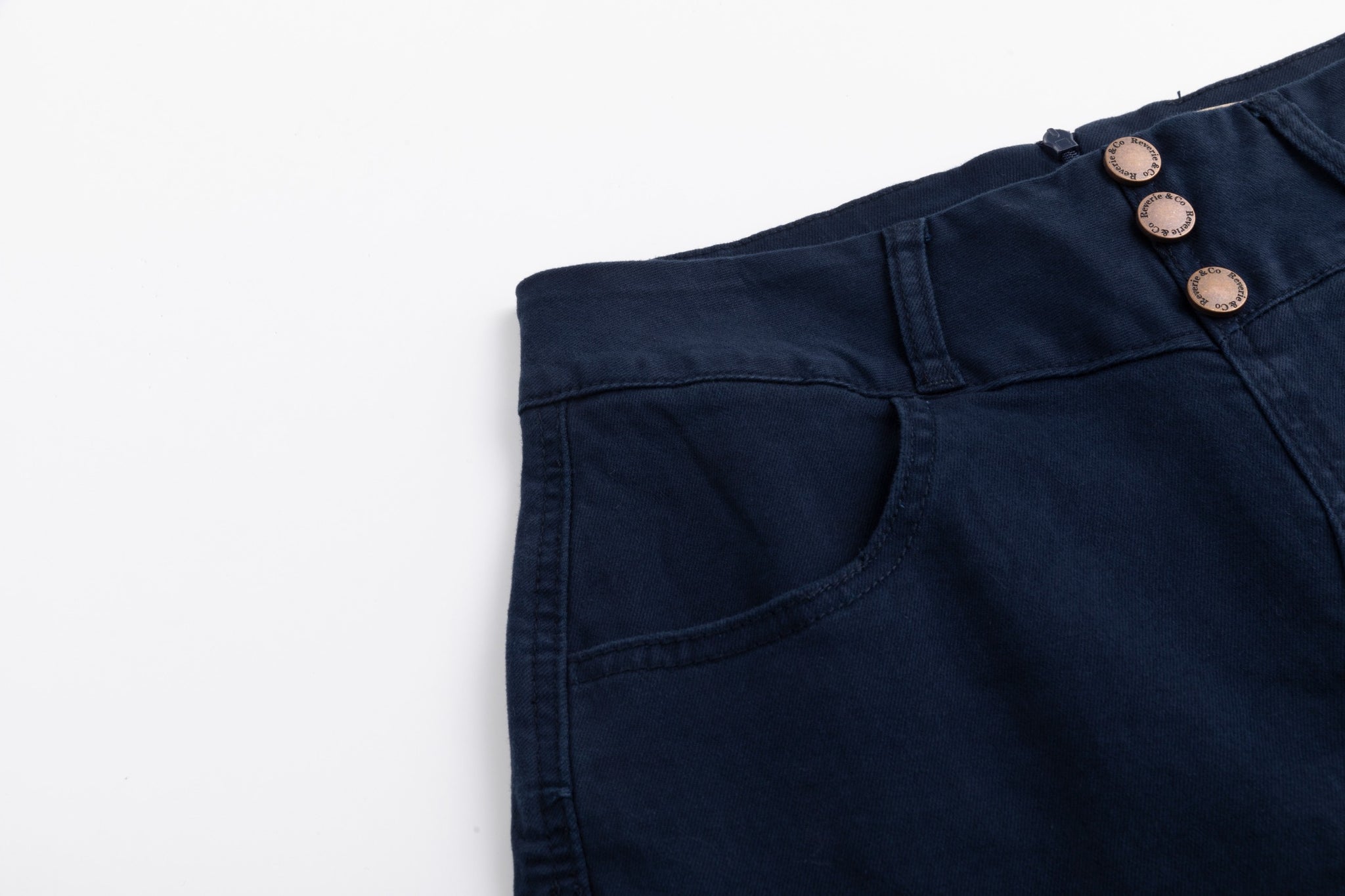 3 Button Denim Skirt - Midnight