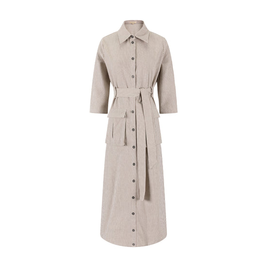 Stripe Pocket Dress - Rust/White