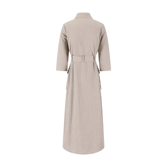 Stripe Pocket Dress - Rust/White