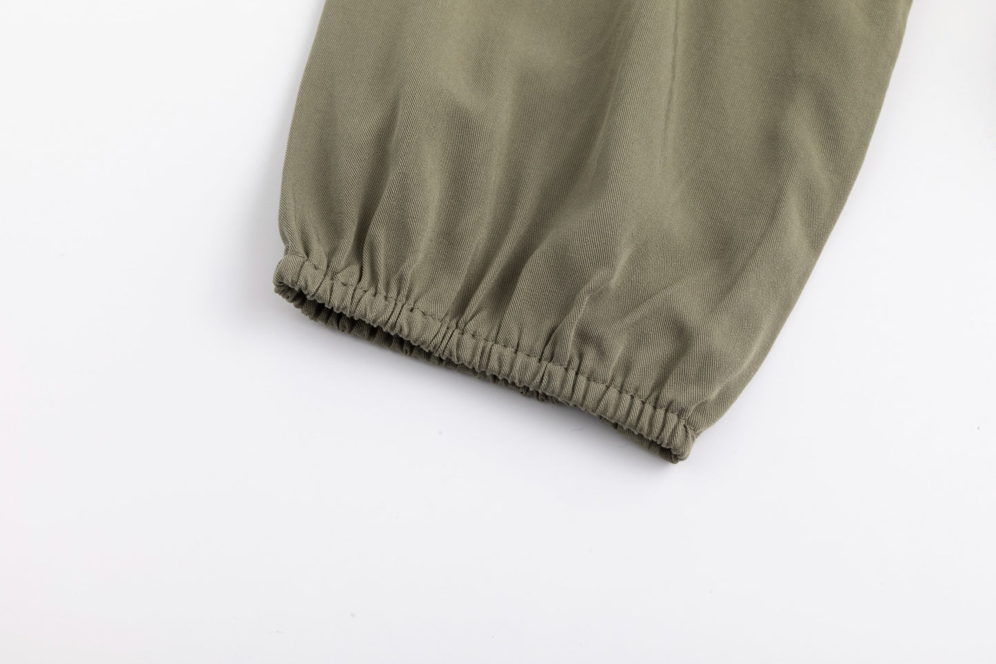 Linen Drawstring Neckline Dress - Green