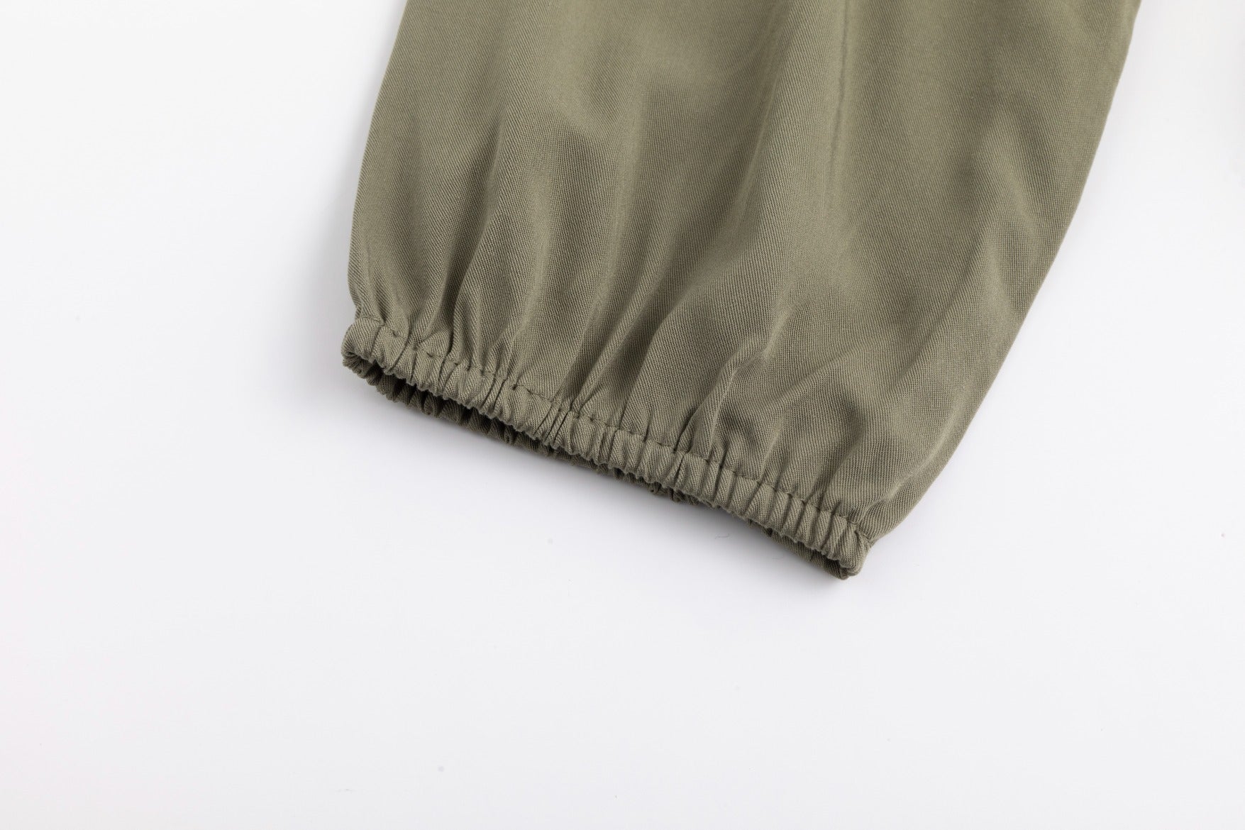 Linen Drawstring Neckline Dress - Green