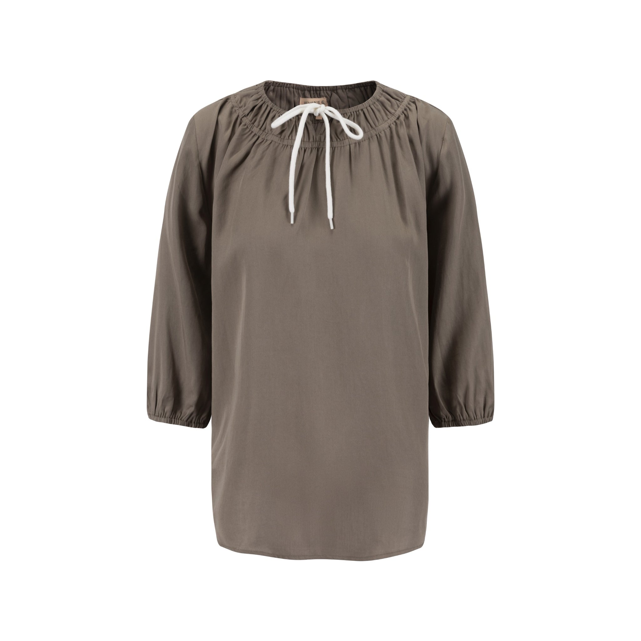 Drawstring Neckline Top- Fawn