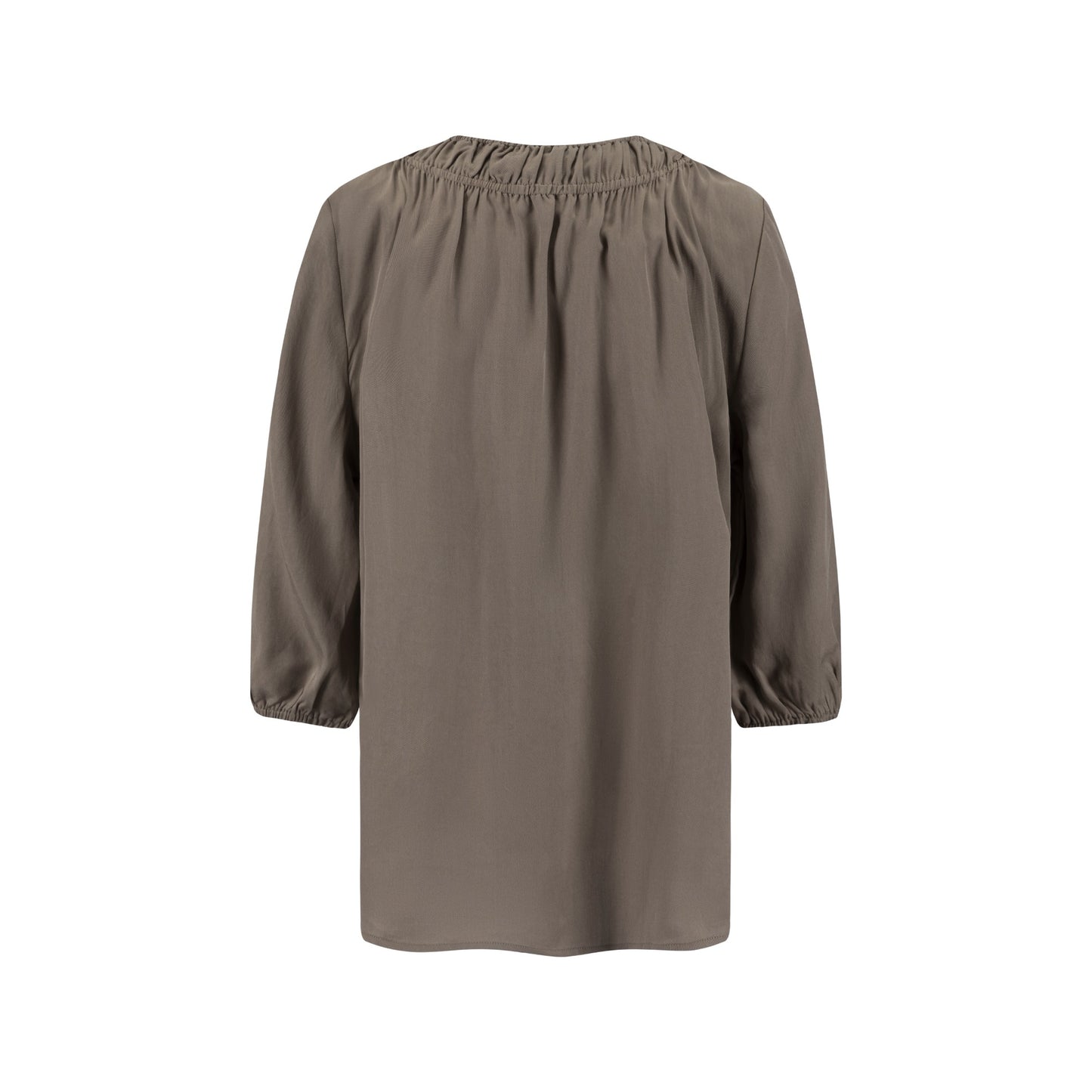 Drawstring Neckline Top- Fawn