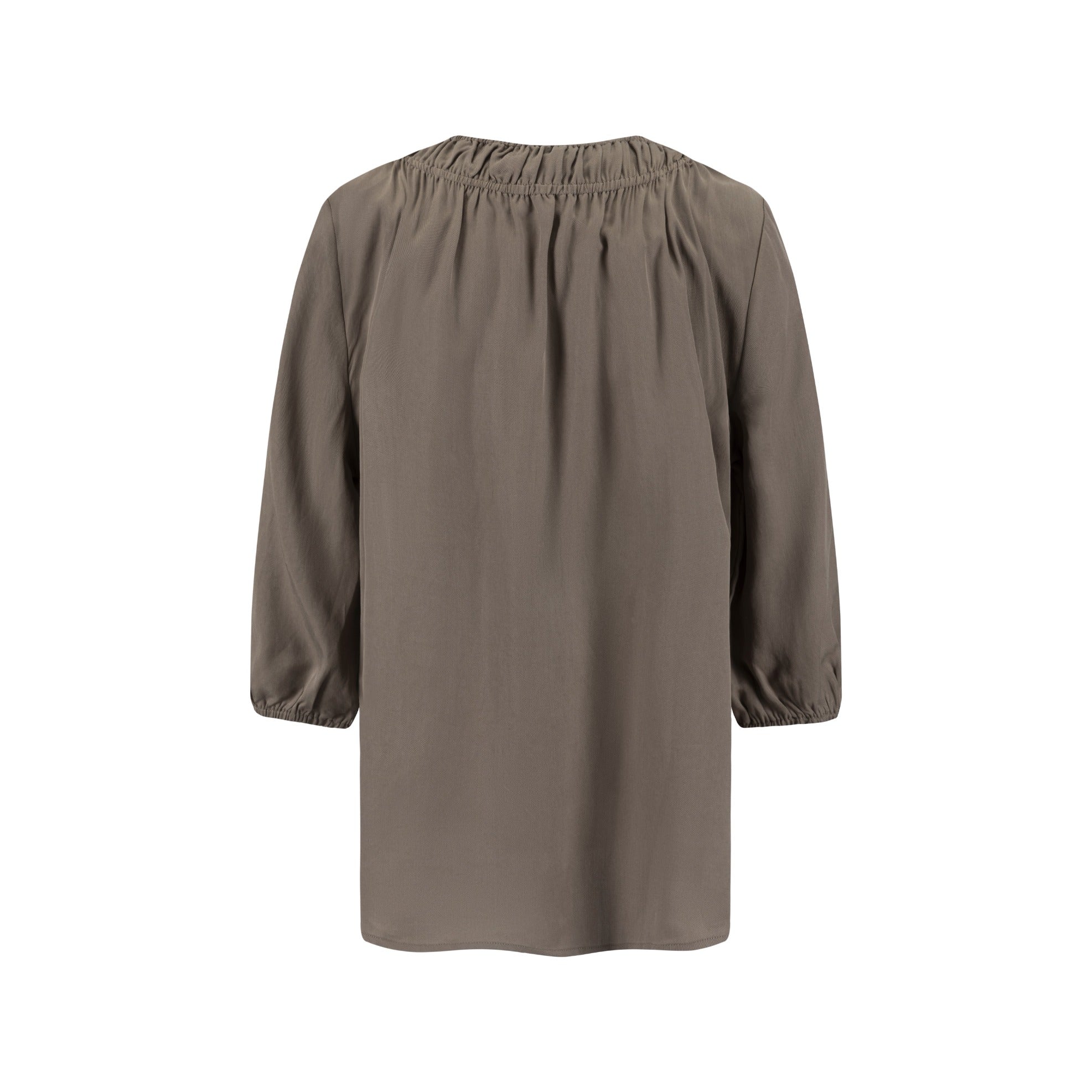 Drawstring Neckline Top- Fawn