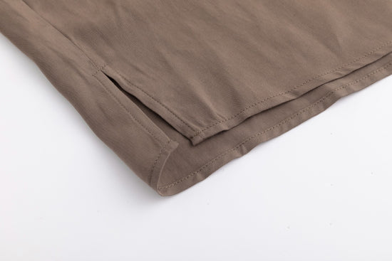 Drawstring Neckline Top- Fawn