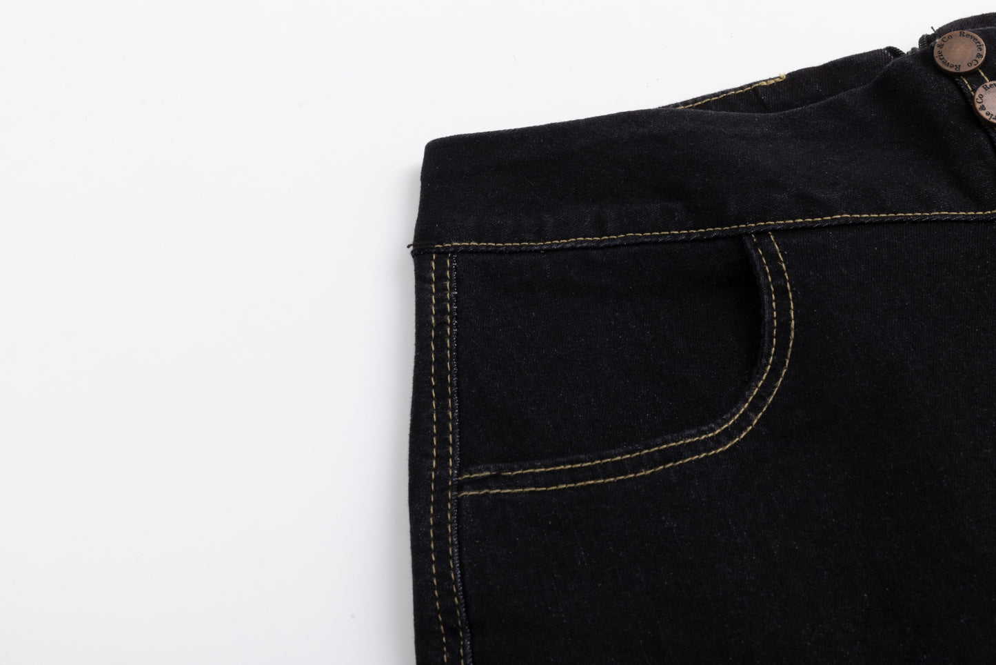 3 Button Denim Skirt-Black Denim