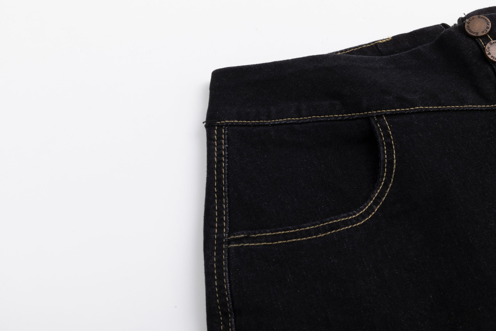 3 Button Denim Skirt-Black Denim