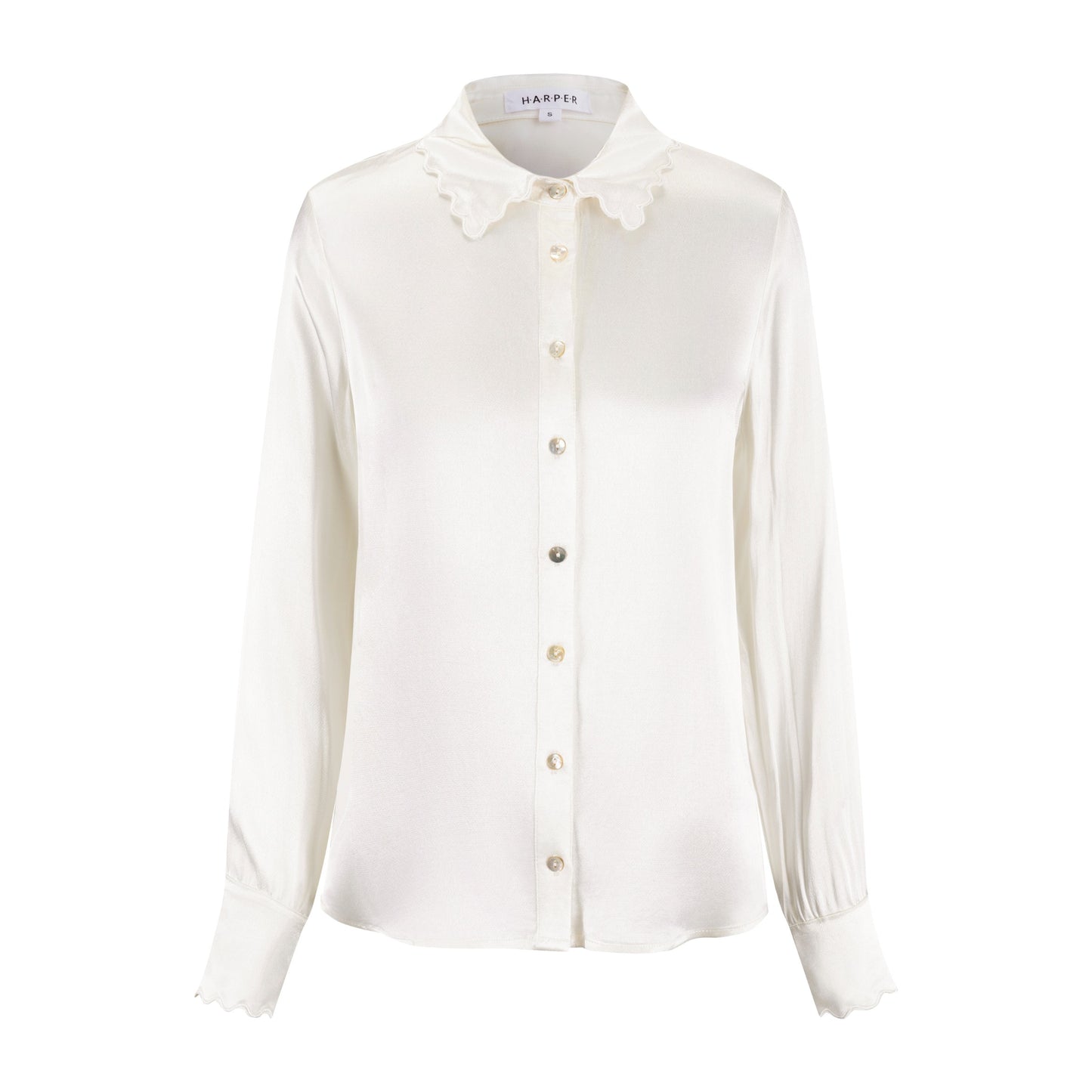 Blouse With Scalloped Collar - Silk