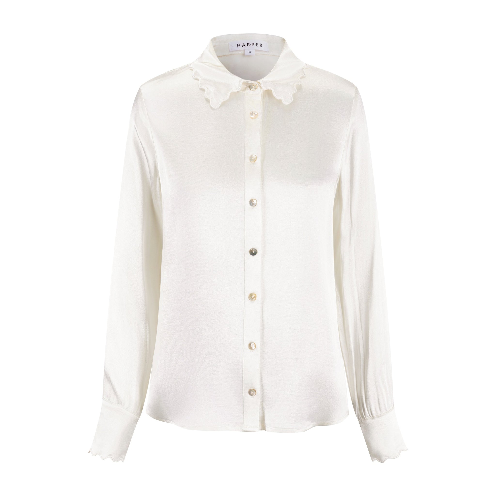 Blouse With Scalloped Collar - Silk