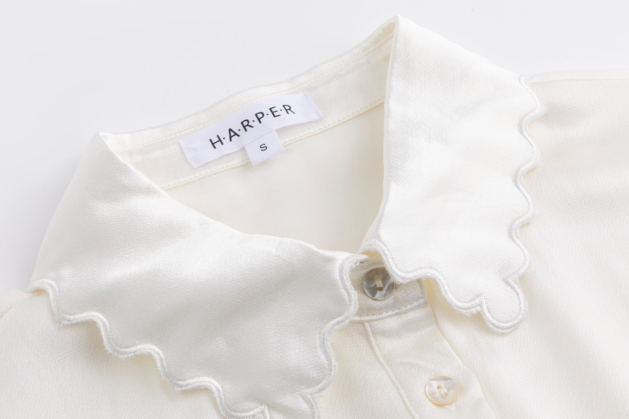 Blouse With Scalloped Collar - Silk