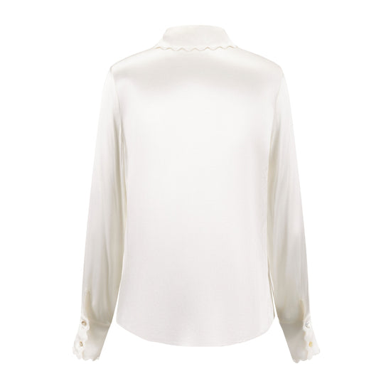 Blouse With Scalloped Collar - Silk
