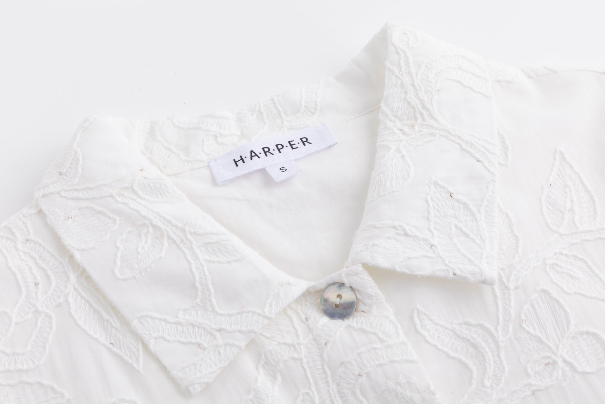 White Beaded Embroidered Dress W/ Braided Belt