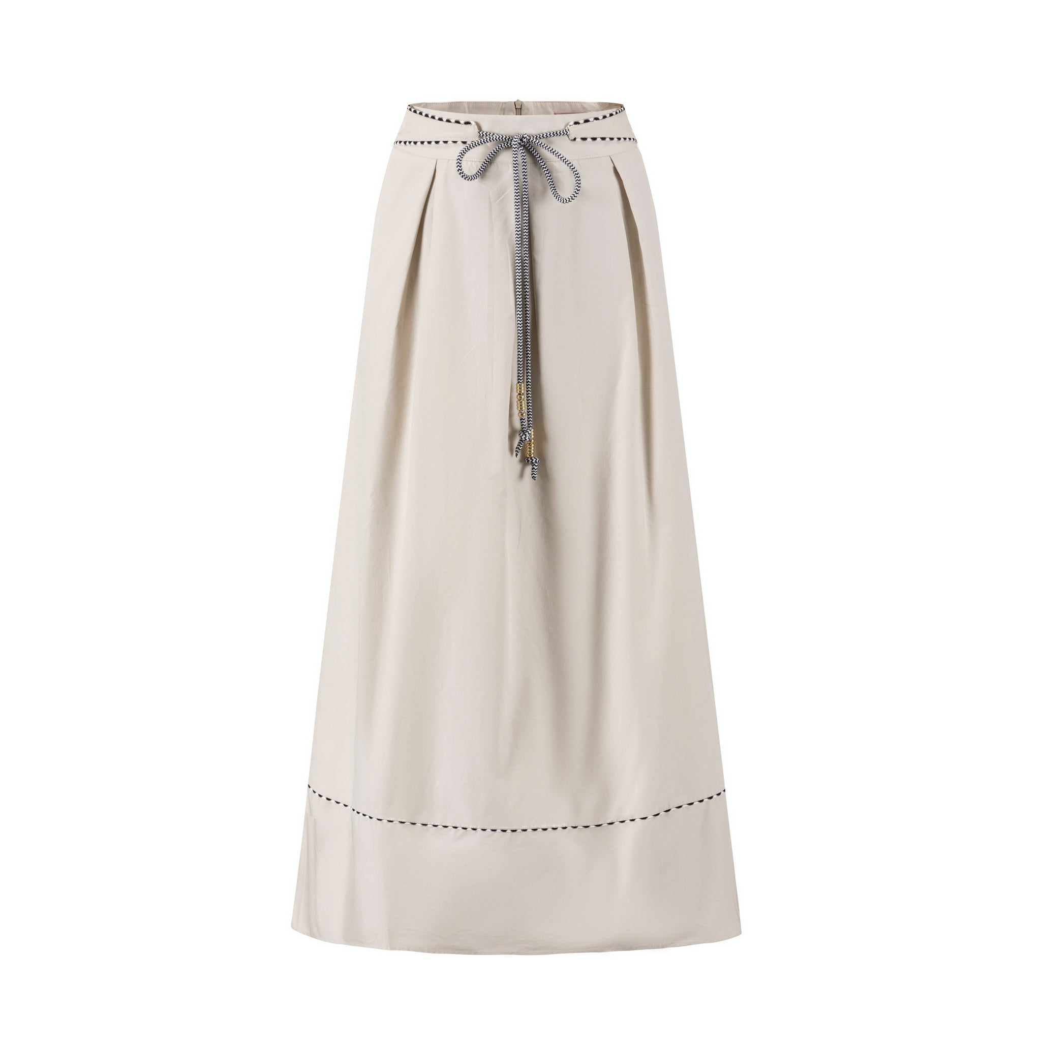 Beige Cotton Skirt With Belt
