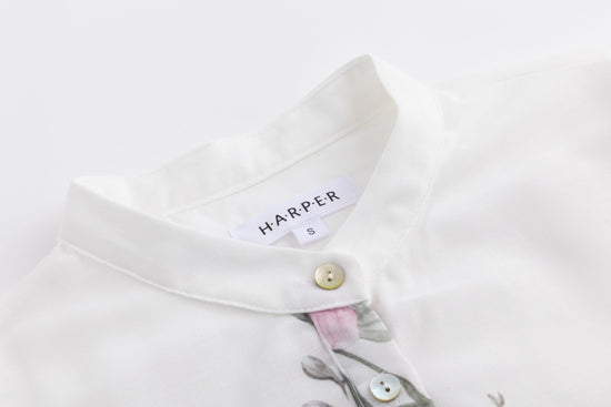 Pink Floral Linen Blouse