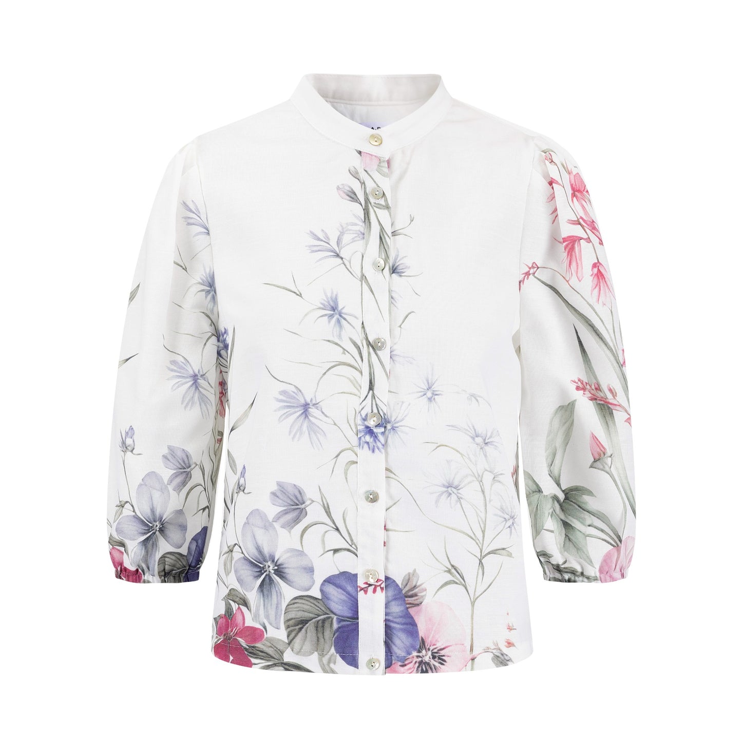 Pink Floral Linen Blouse