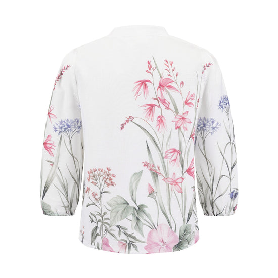 Pink Floral Linen Blouse