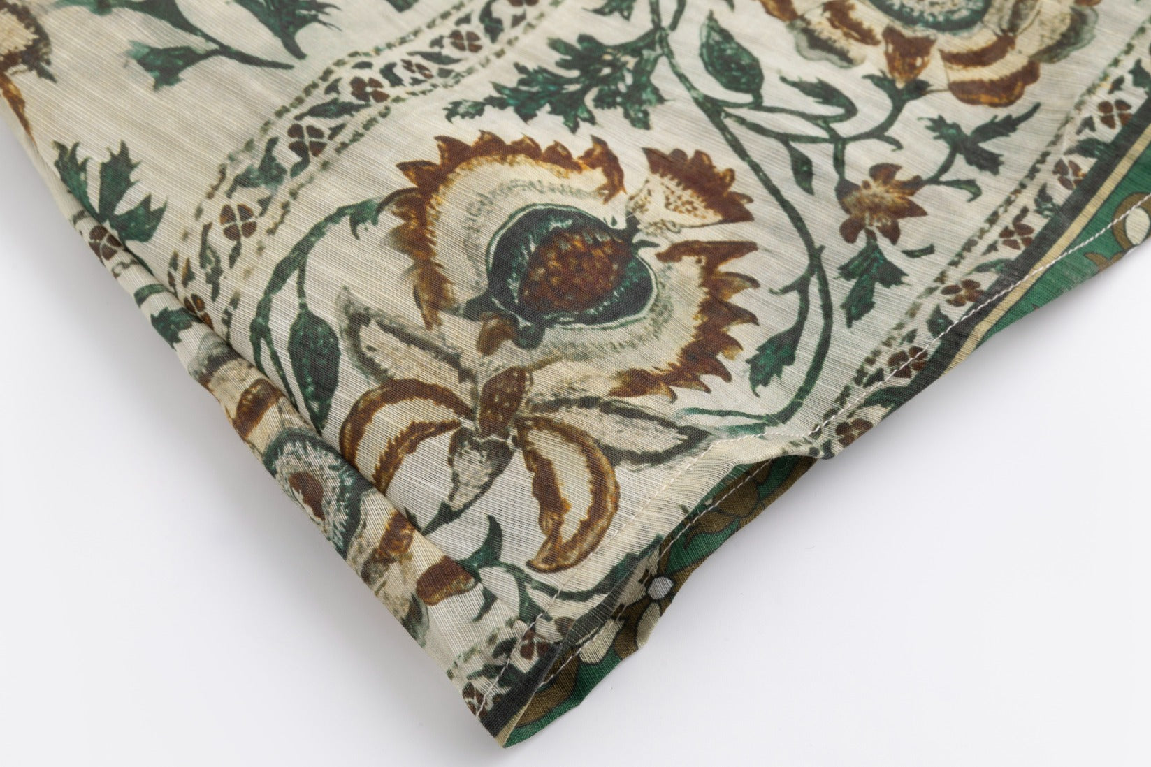 Green Printed Floral Dress With Belt