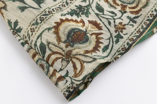 Green Printed Floral Dress With Belt