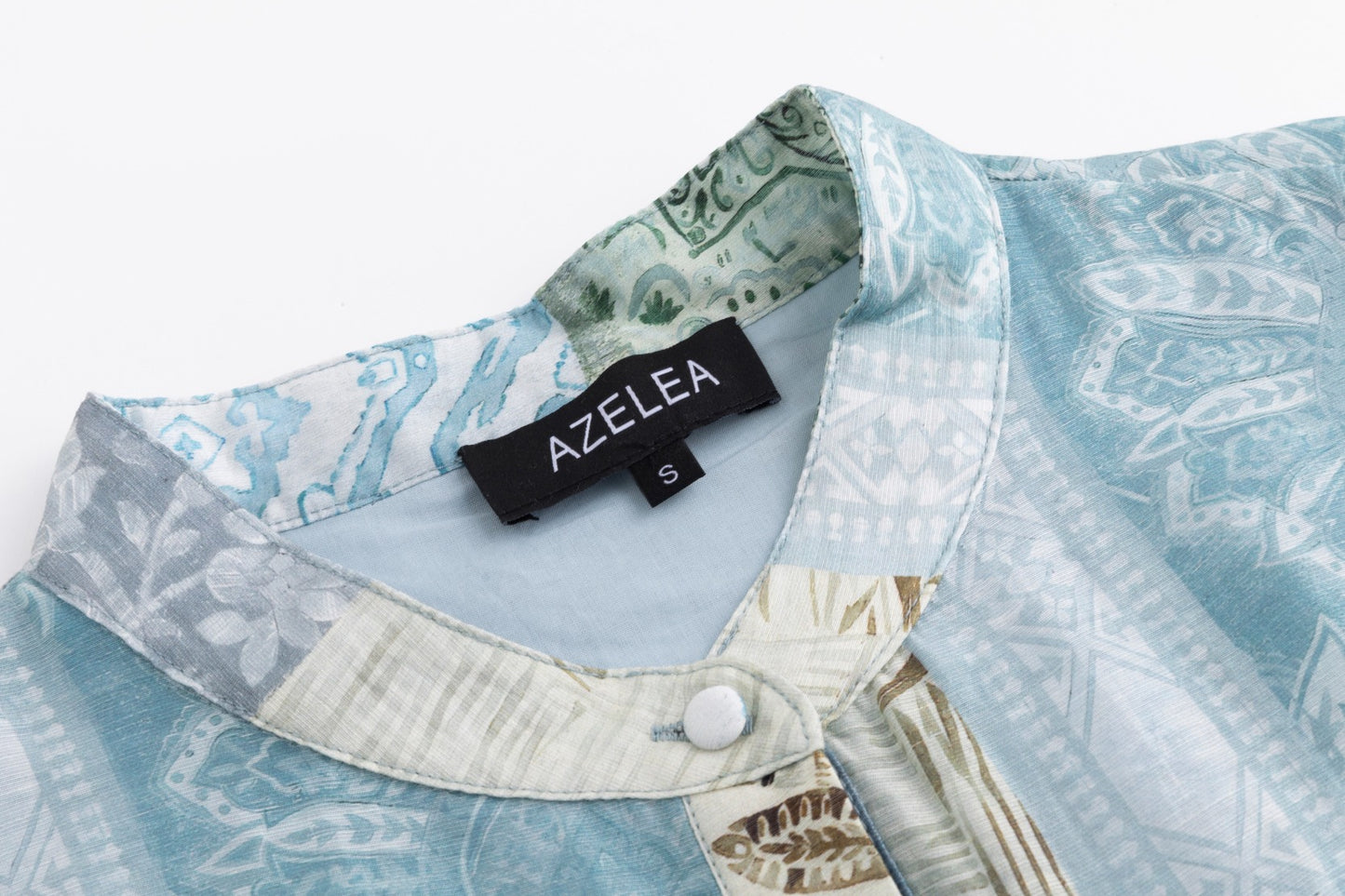 Blue Patchwork Dress With Belt