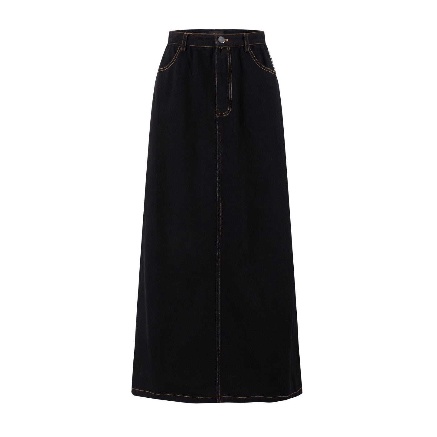 Denim Skirt With 2 Stripes Down The Side - Black