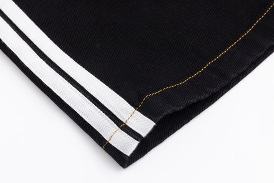 Denim Skirt With 2 Stripes Down The Side - Black