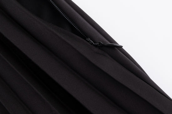 Wrap Pleated Dress - Solid Black