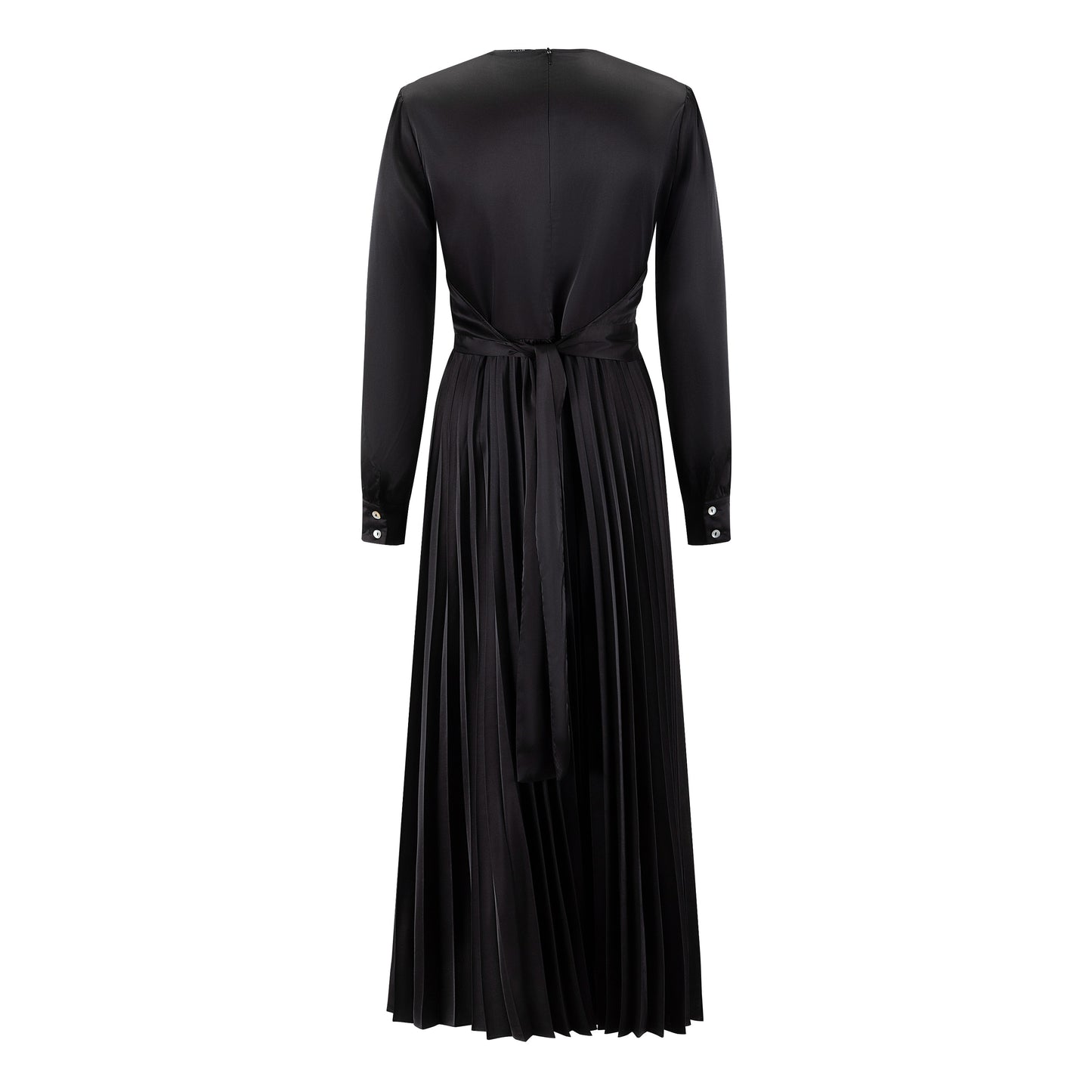 Wrap Pleated Dress - Solid Black