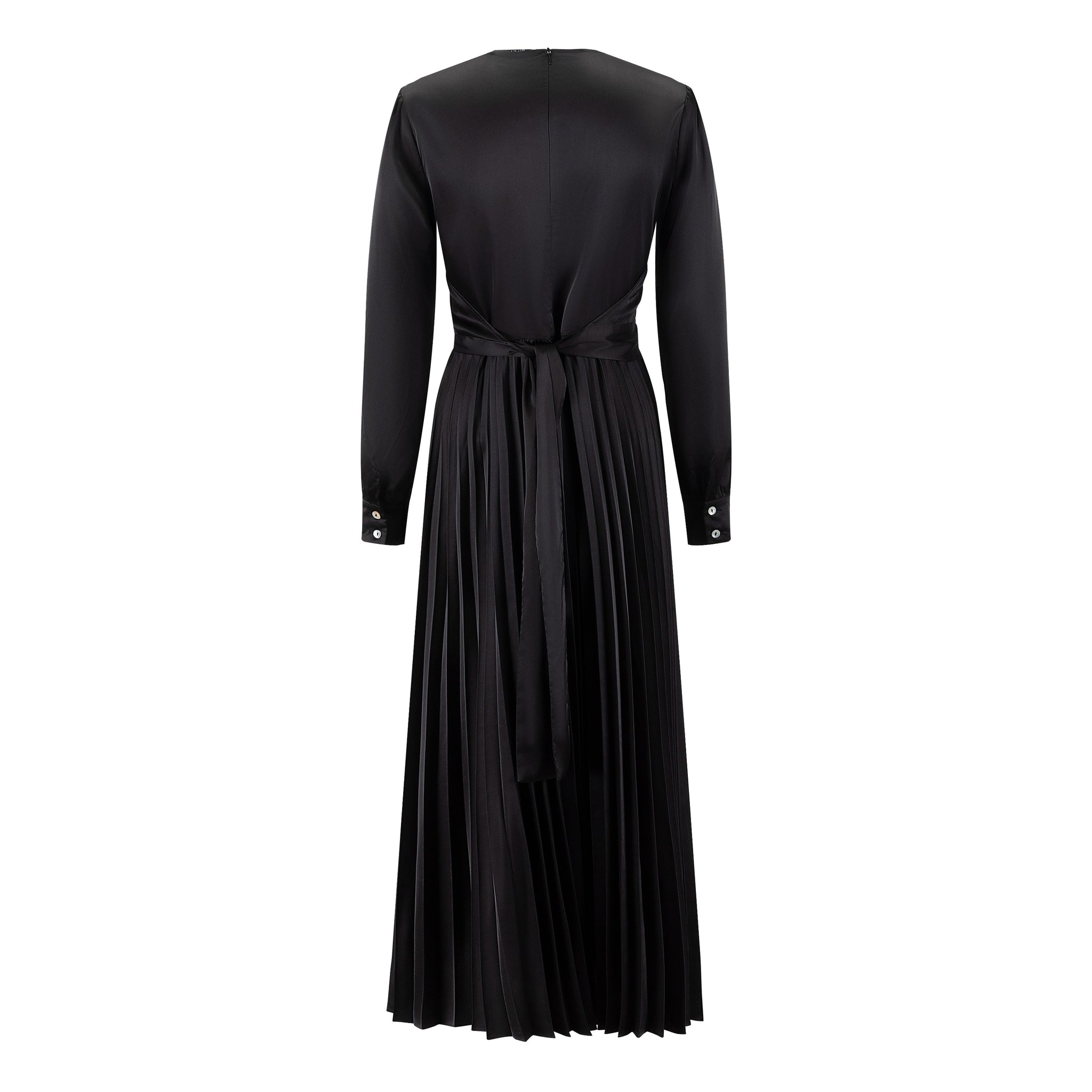Wrap Pleated Dress - Solid Black