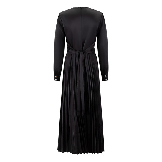 Wrap Pleated Dress - Solid Black