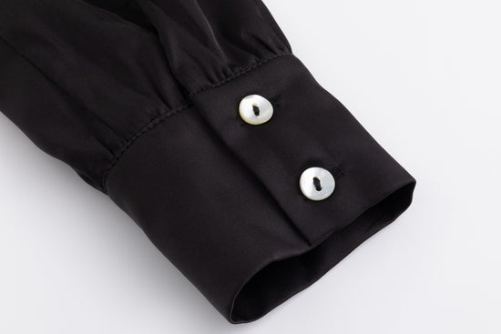 Wrap Pleated Dress - Solid Black