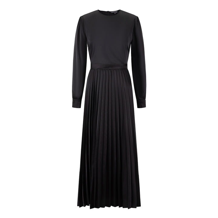Wrap Pleated Dress - Solid Black