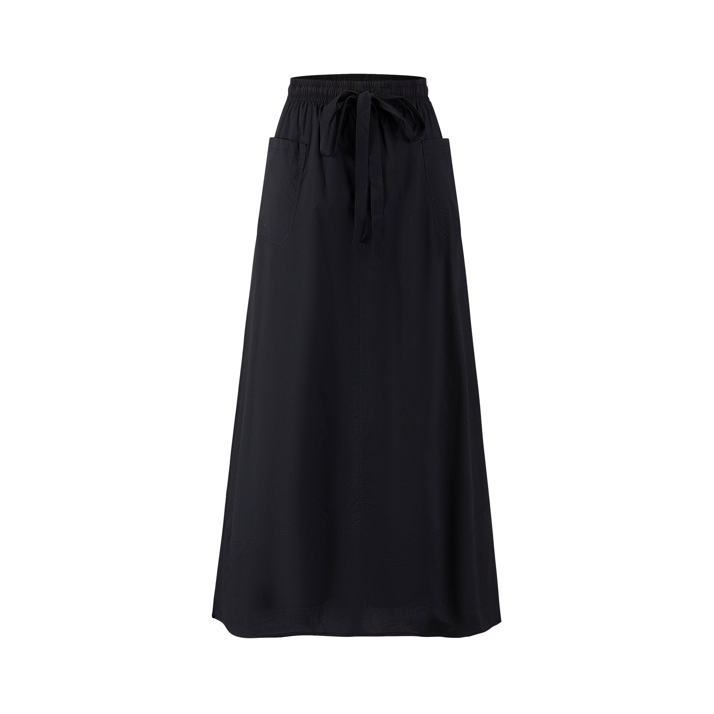 Cotton Skirt With Pockets - Black