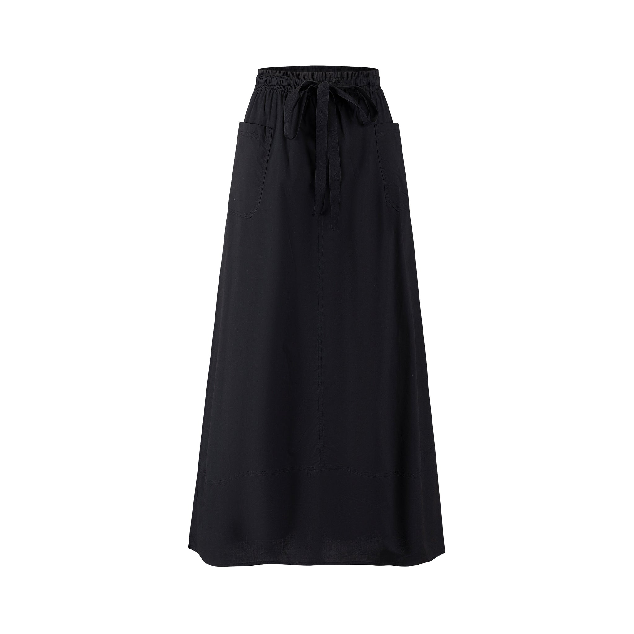 Cotton Skirt With Pockets - Black