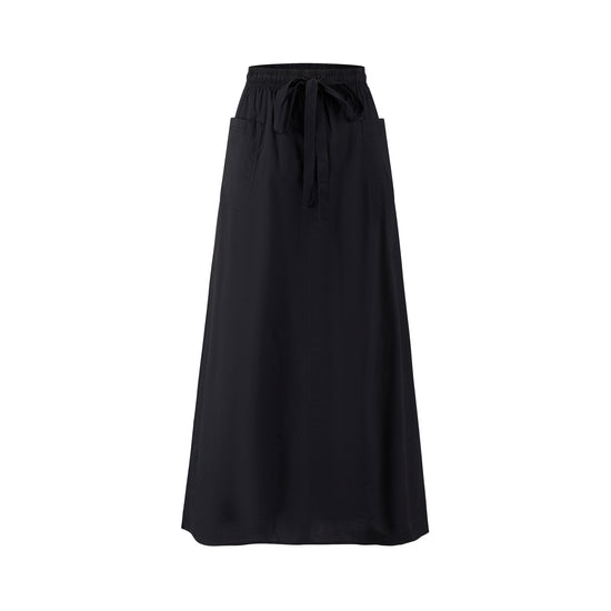 Cotton Skirt With Pockets - Black