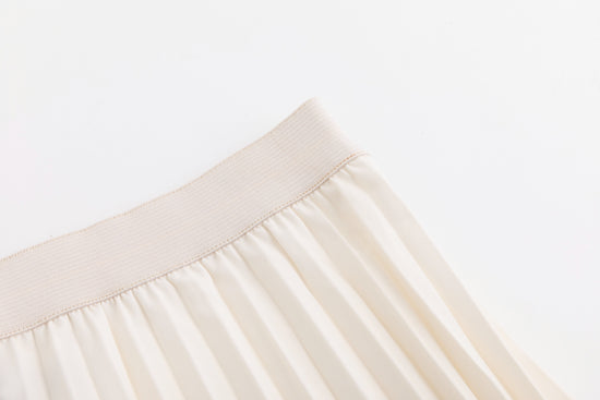 Ivory Pleated Skirt With Abstract Print