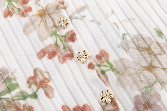 Floral Printed Ivory Overlay Dress