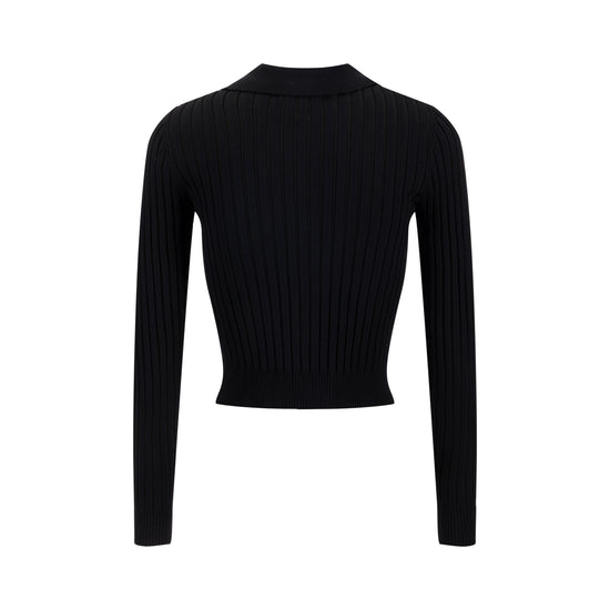 Ribbed Knit Top With Pocket - Black