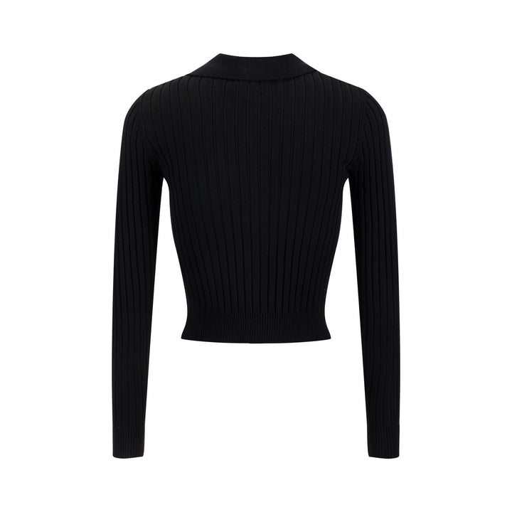 Ribbed Knit Top With Pocket - Black