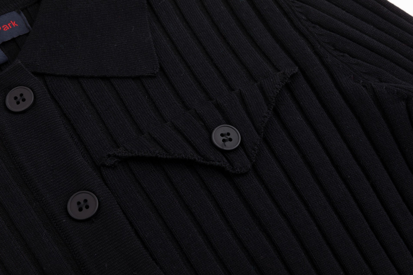 Ribbed Knit Top With Pocket - Black