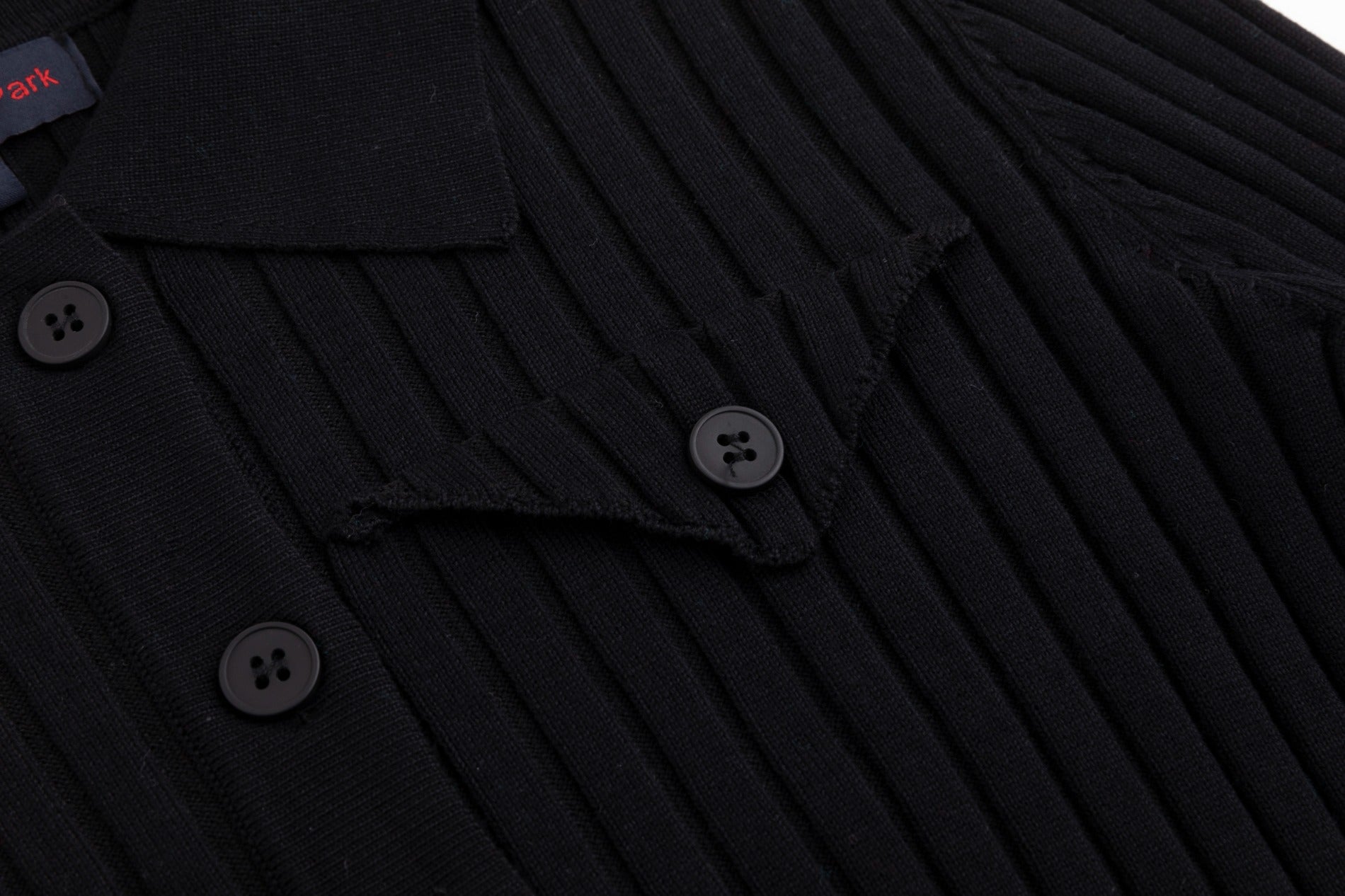 Ribbed Knit Top With Pocket - Black
