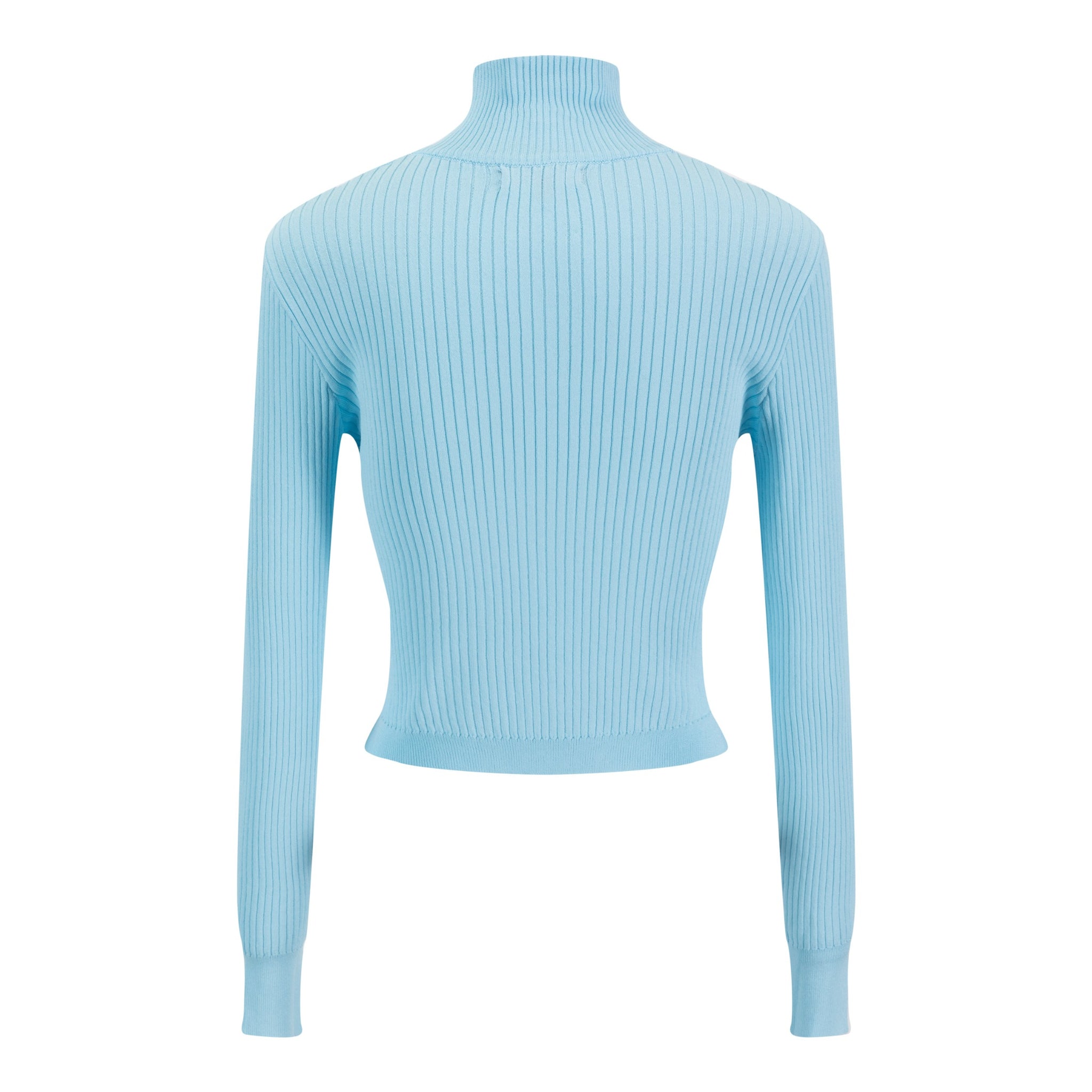 Light Blue Knit Top With Zipper