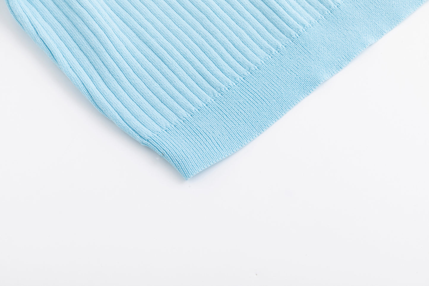 Light Blue Knit Top With Zipper