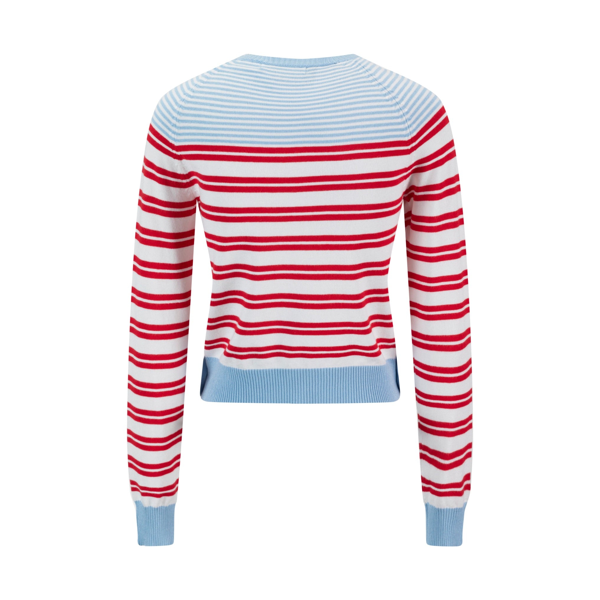 Light Blue And Red Striped Knit Top