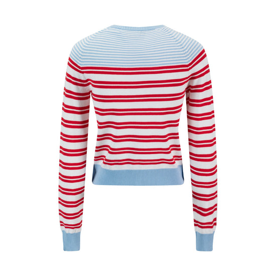 Light Blue And Red Striped Knit Top