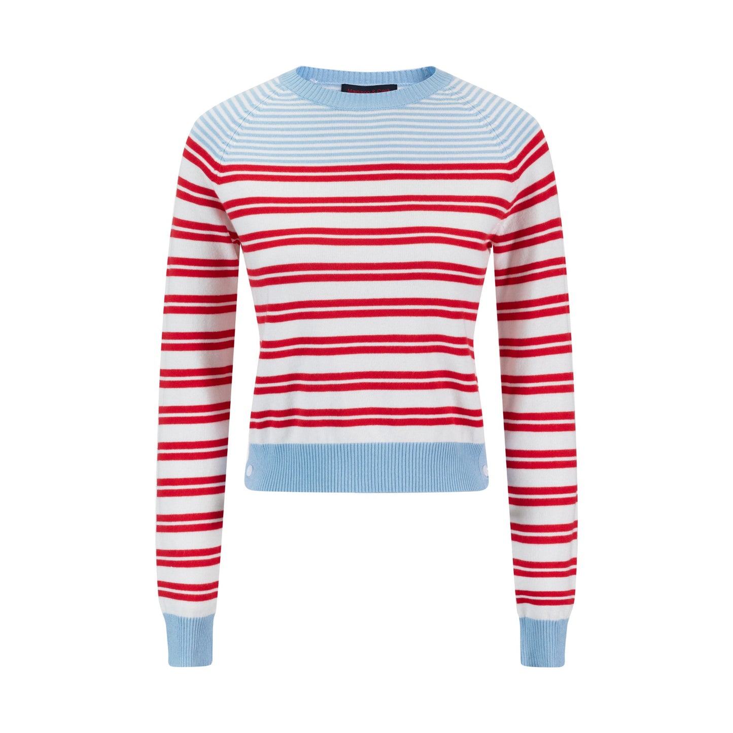 Light Blue And Red Striped Knit Top