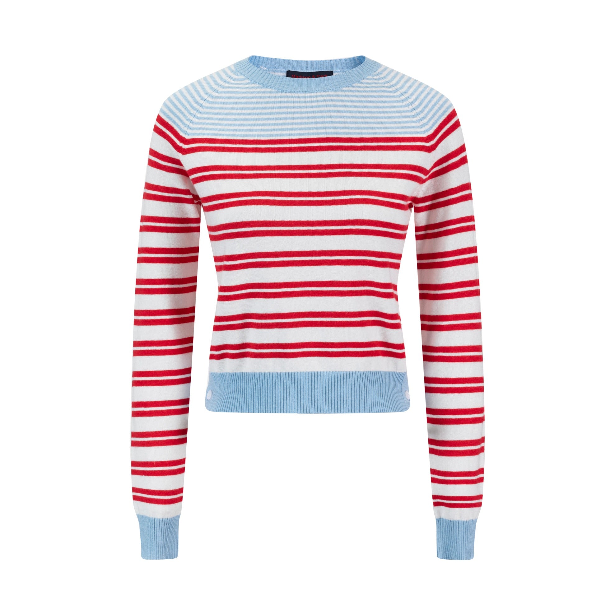 Light Blue And Red Striped Knit Top