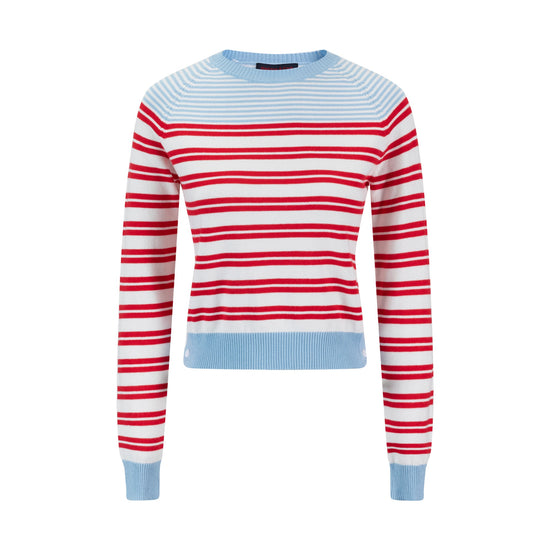 Light Blue And Red Striped Knit Top