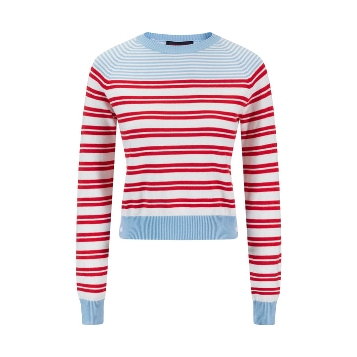 Light Blue And Red Striped Knit Top