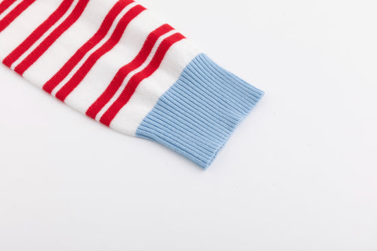 Light Blue And Red Striped Knit Top
