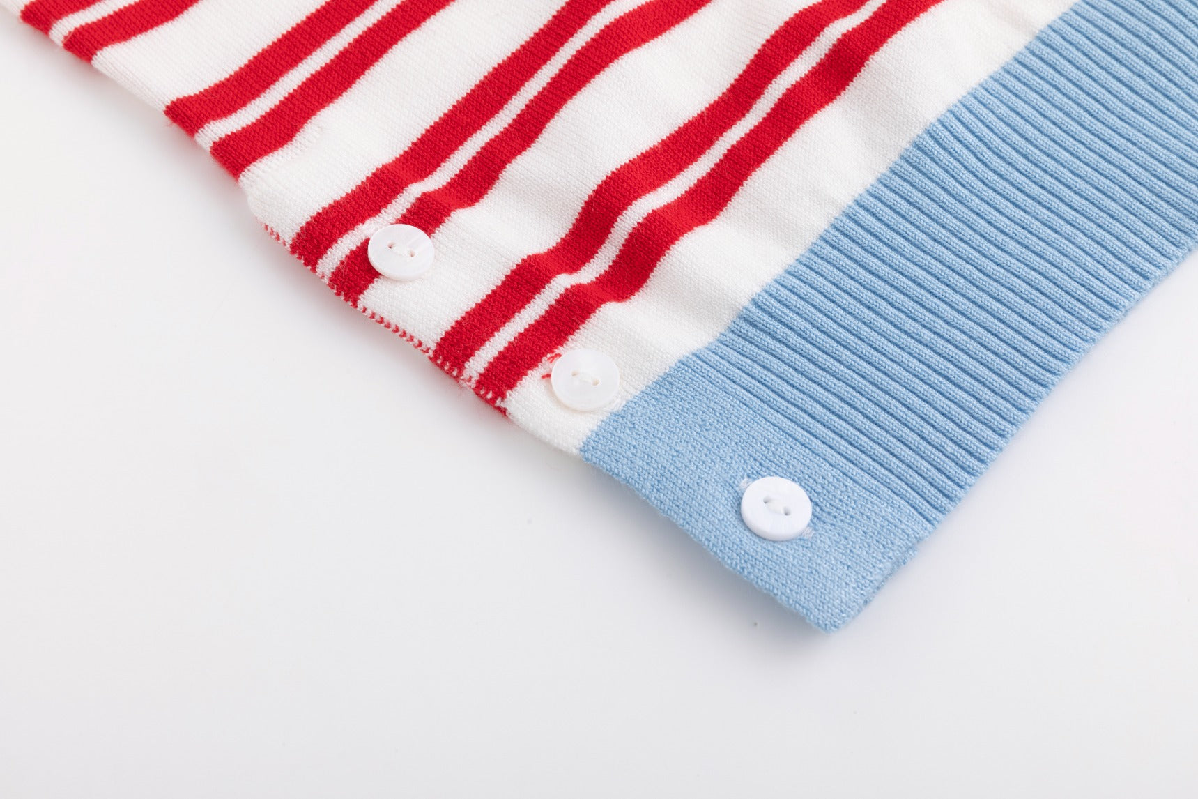 Light Blue And Red Striped Knit Top